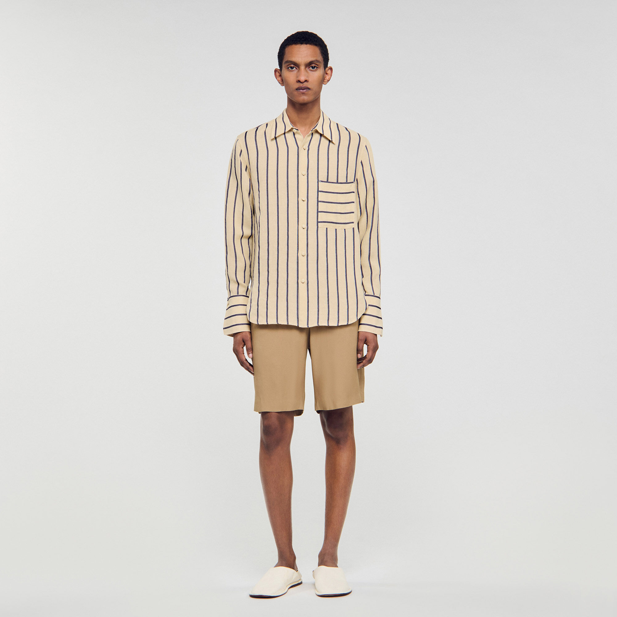 Sandro - sandro サンドロ シャツ Sandro embroidery T-shirt blue for Men | Sandro Paris