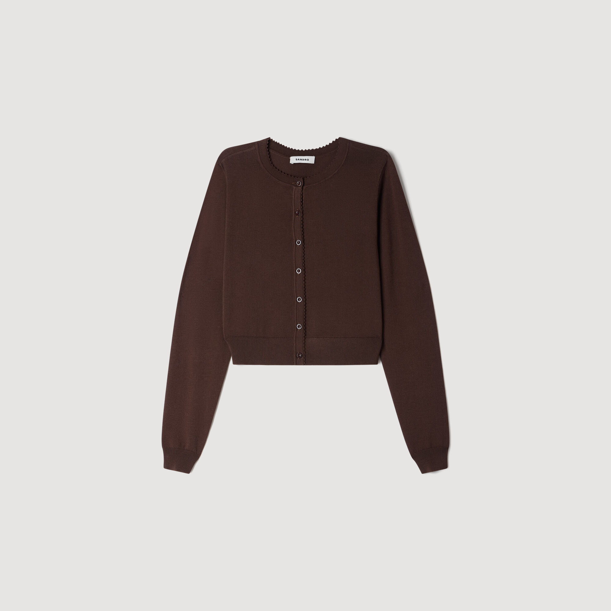 Sheer knit cardigan brown For Women | Sandro Paris
