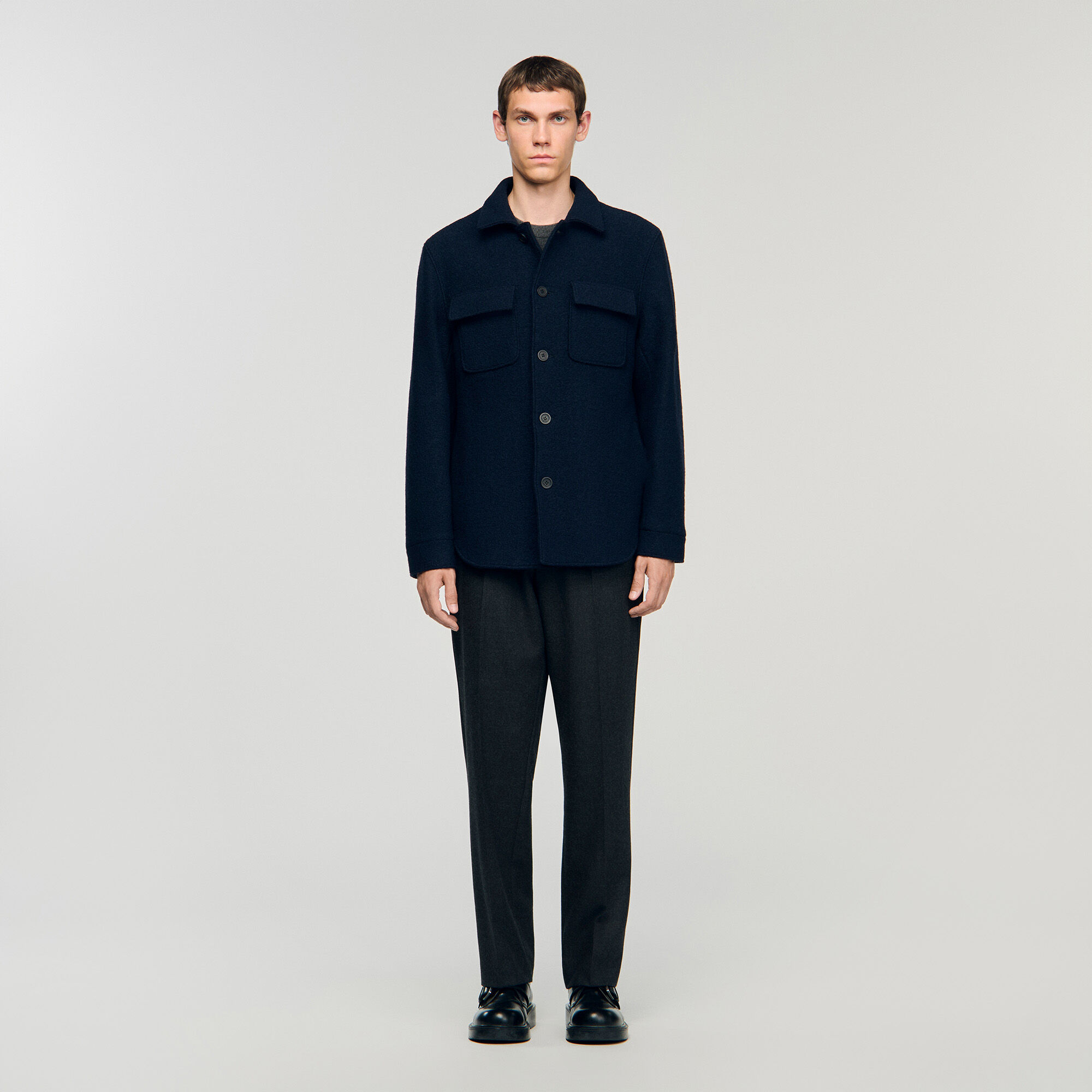 Wool overshirt blue for Men | Sandro Paris