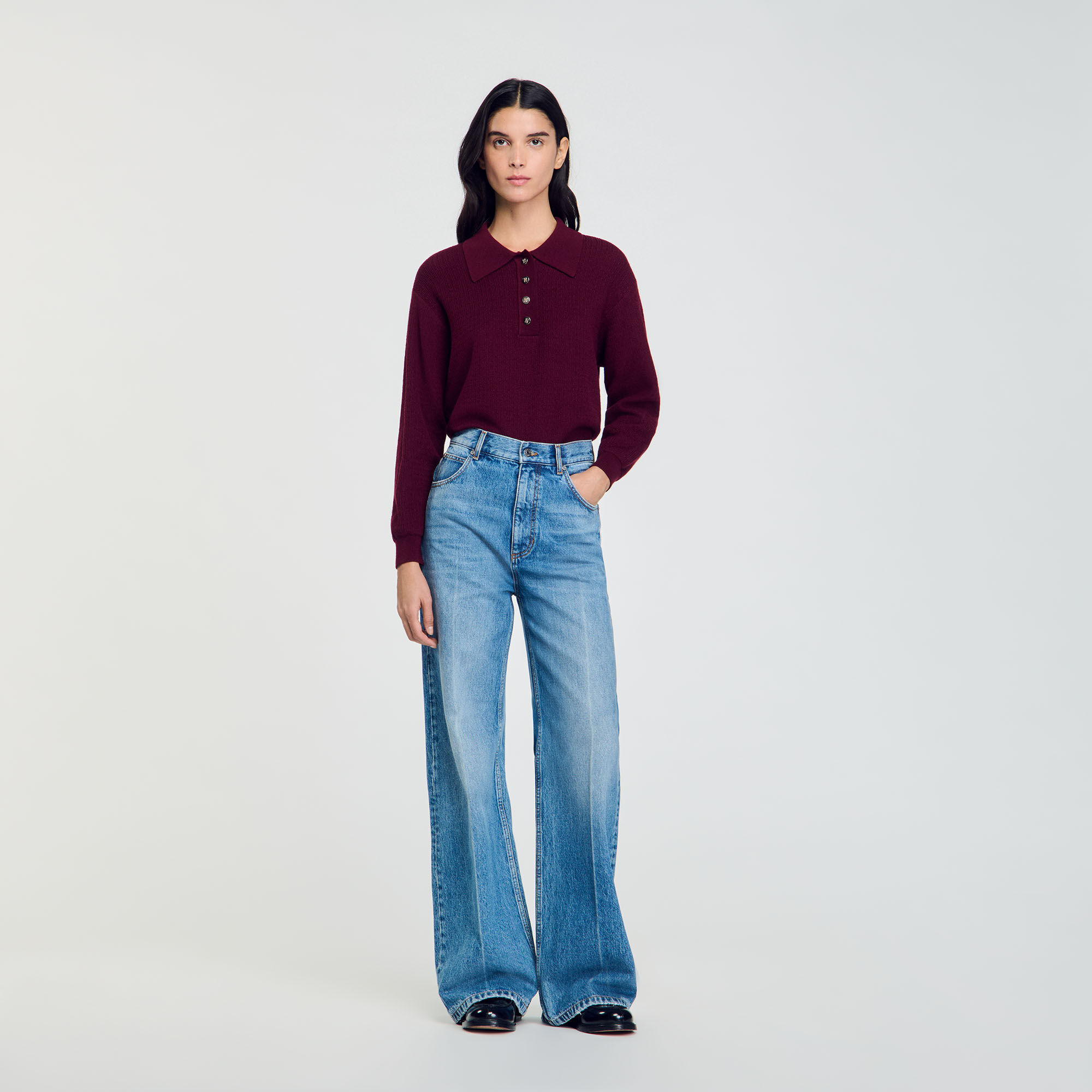 Sandro red sweater shop