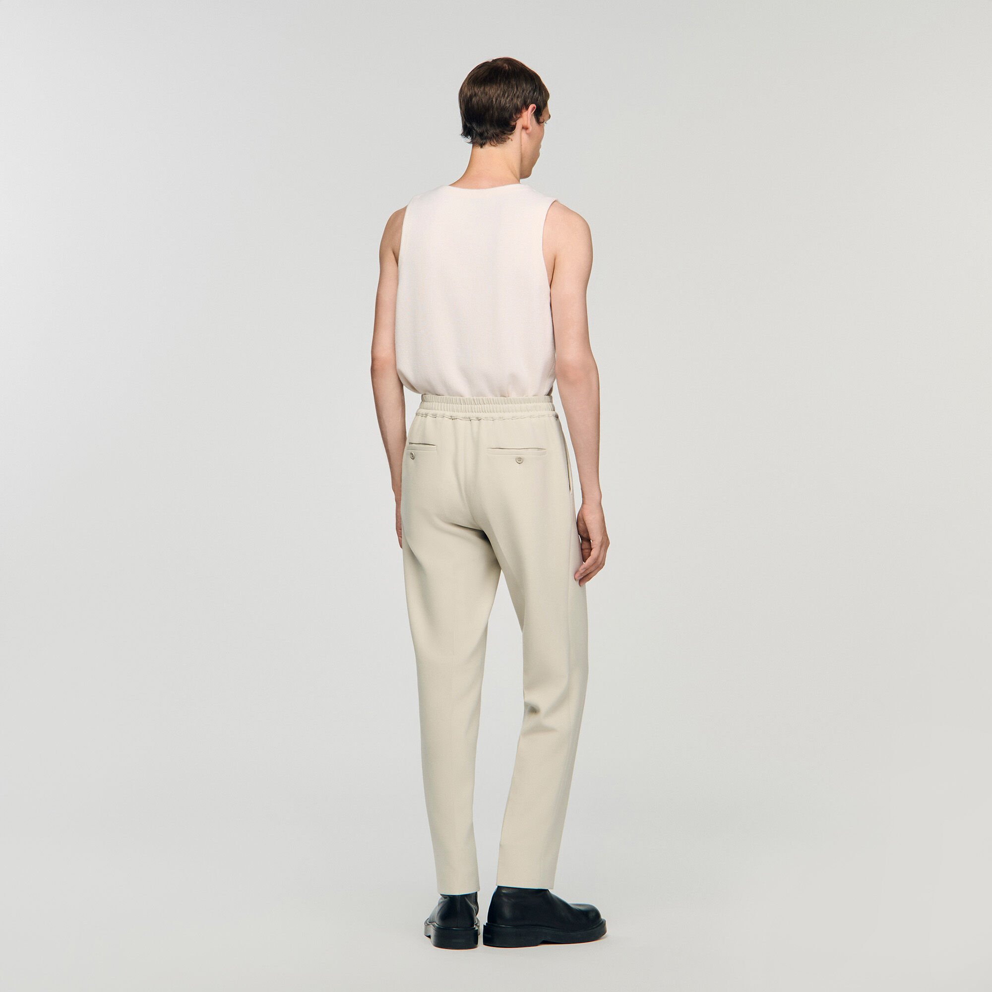 Elasticated straight-leg trousers