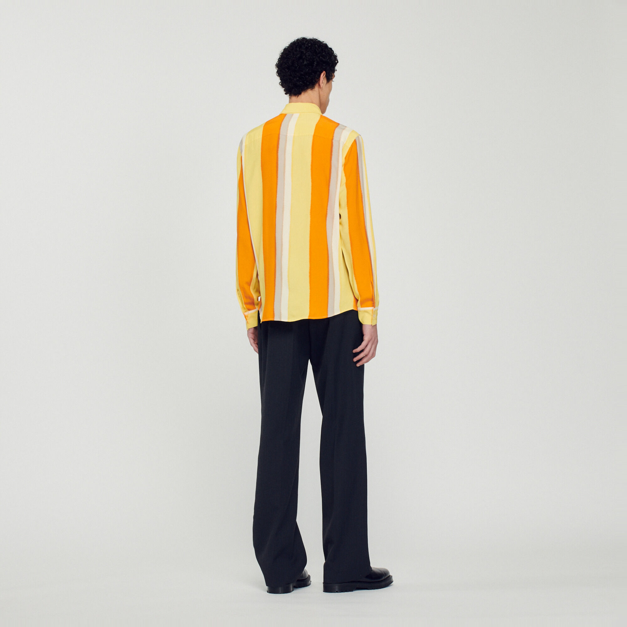 Flowing striped long-sleeved shirt