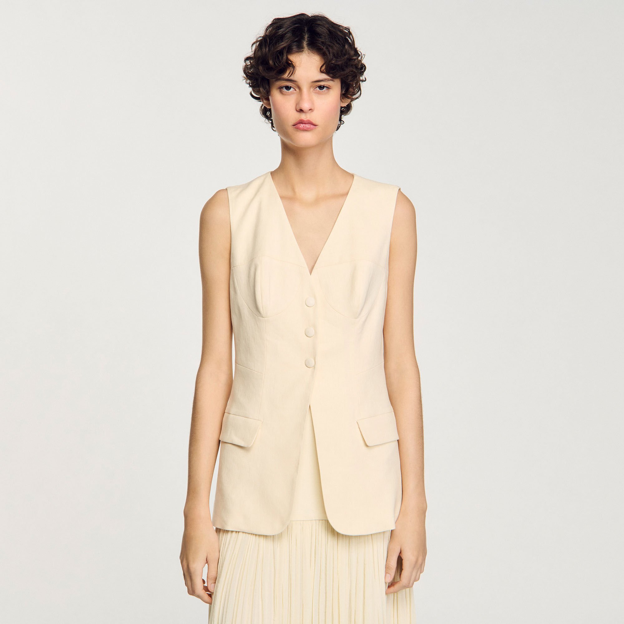 Sleeveless vest white / beige For Women | Sandro Paris