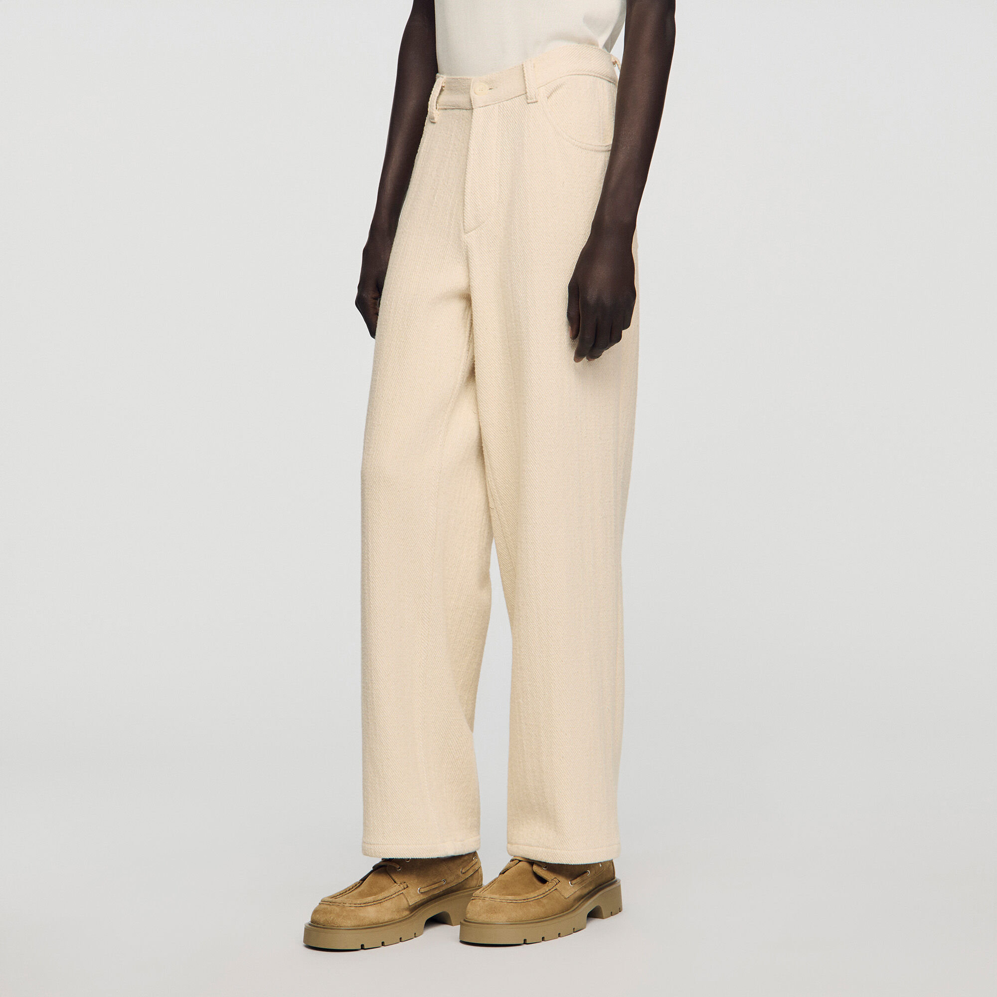 Wide-leg cotton trousers