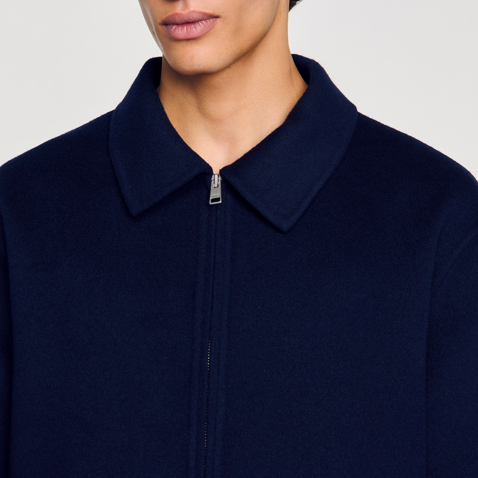 Double-faced wool jacket blue for Men | Sandro Paris Double-faced wool jacket blue for Men | Sandro Paris