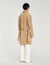 Long belted leather coat