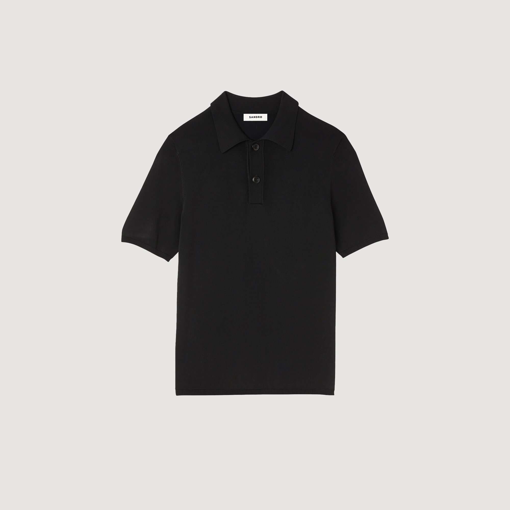 Black Textured Knit Polo Shirt | Eighty Eight Brand