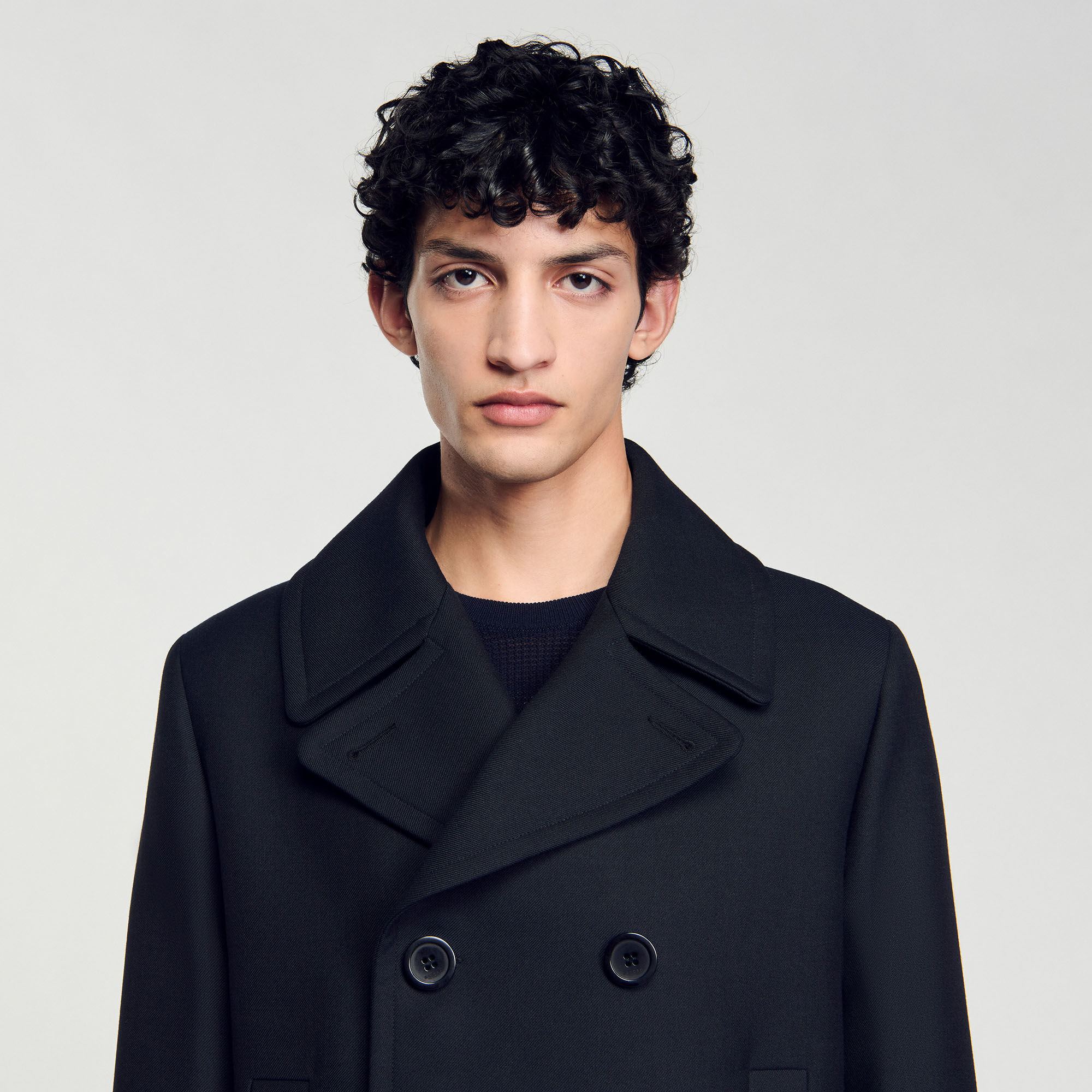 Light peacoat in tech wool
