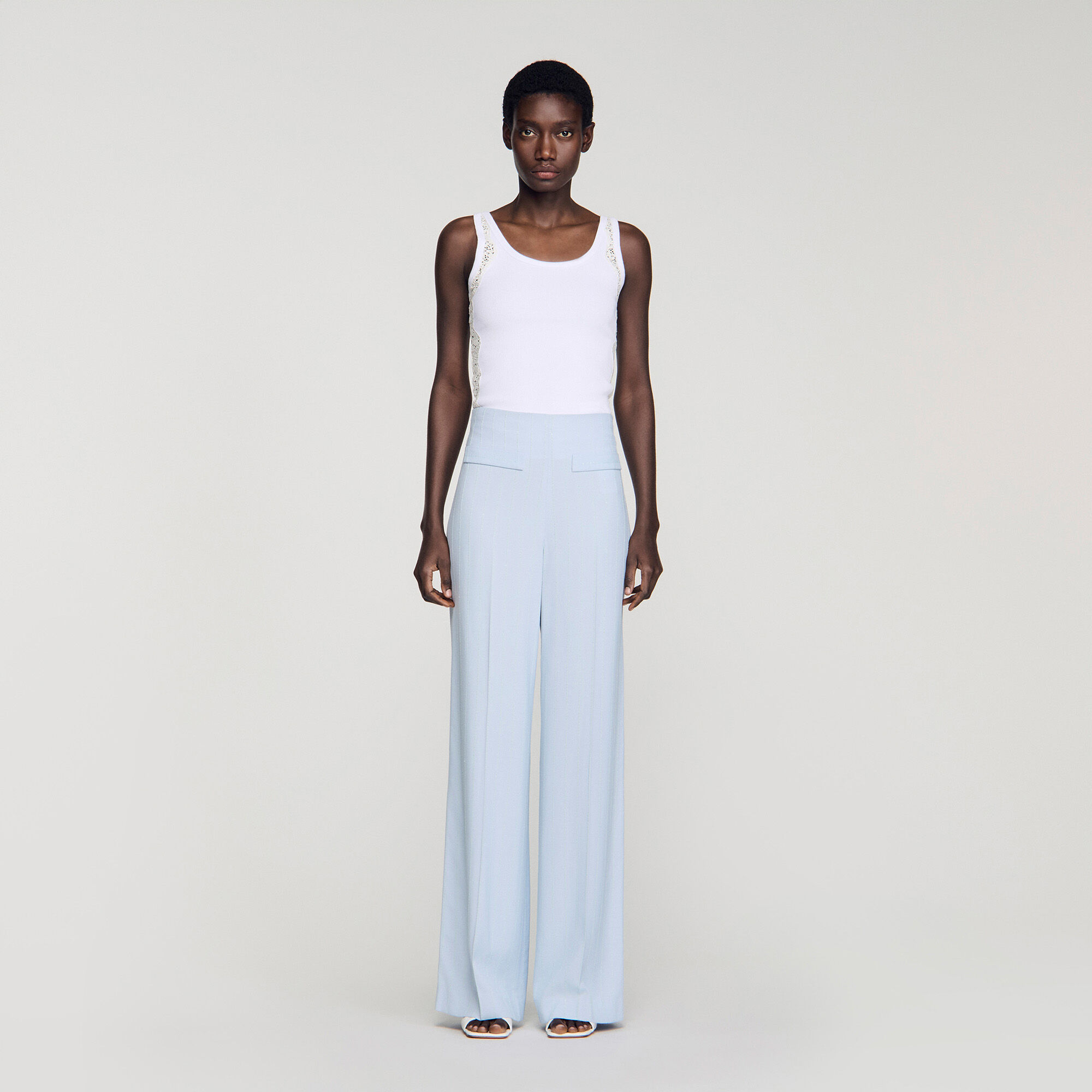 Striped sequin trousers