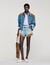 Riveted denim and suede shorts