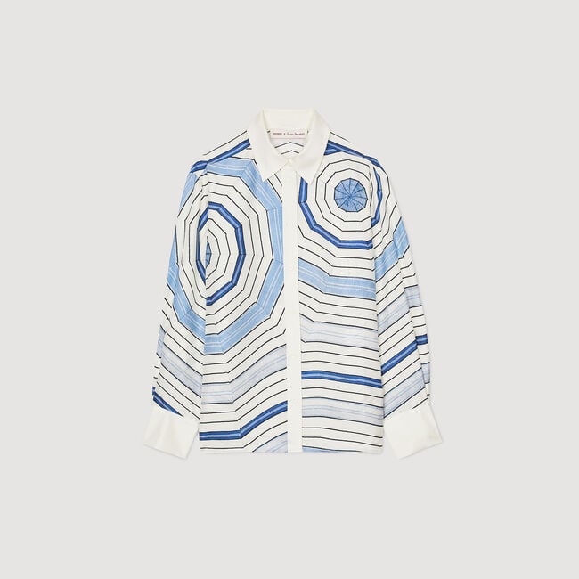 Spiral-motif silk shirt