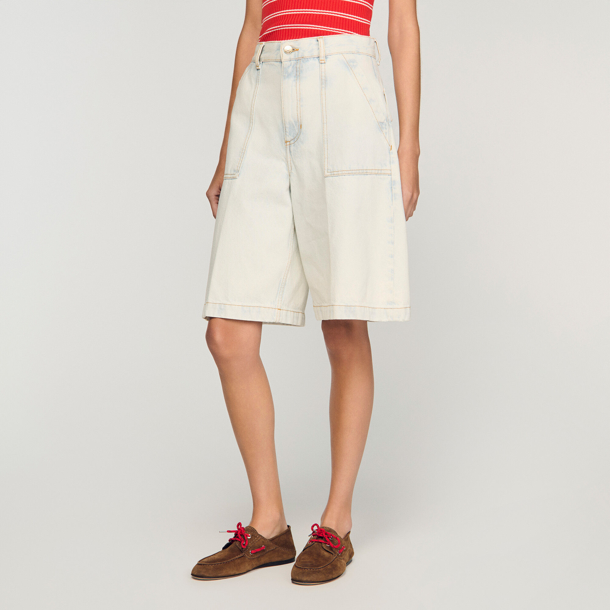 Washed denim Bermuda shorts
