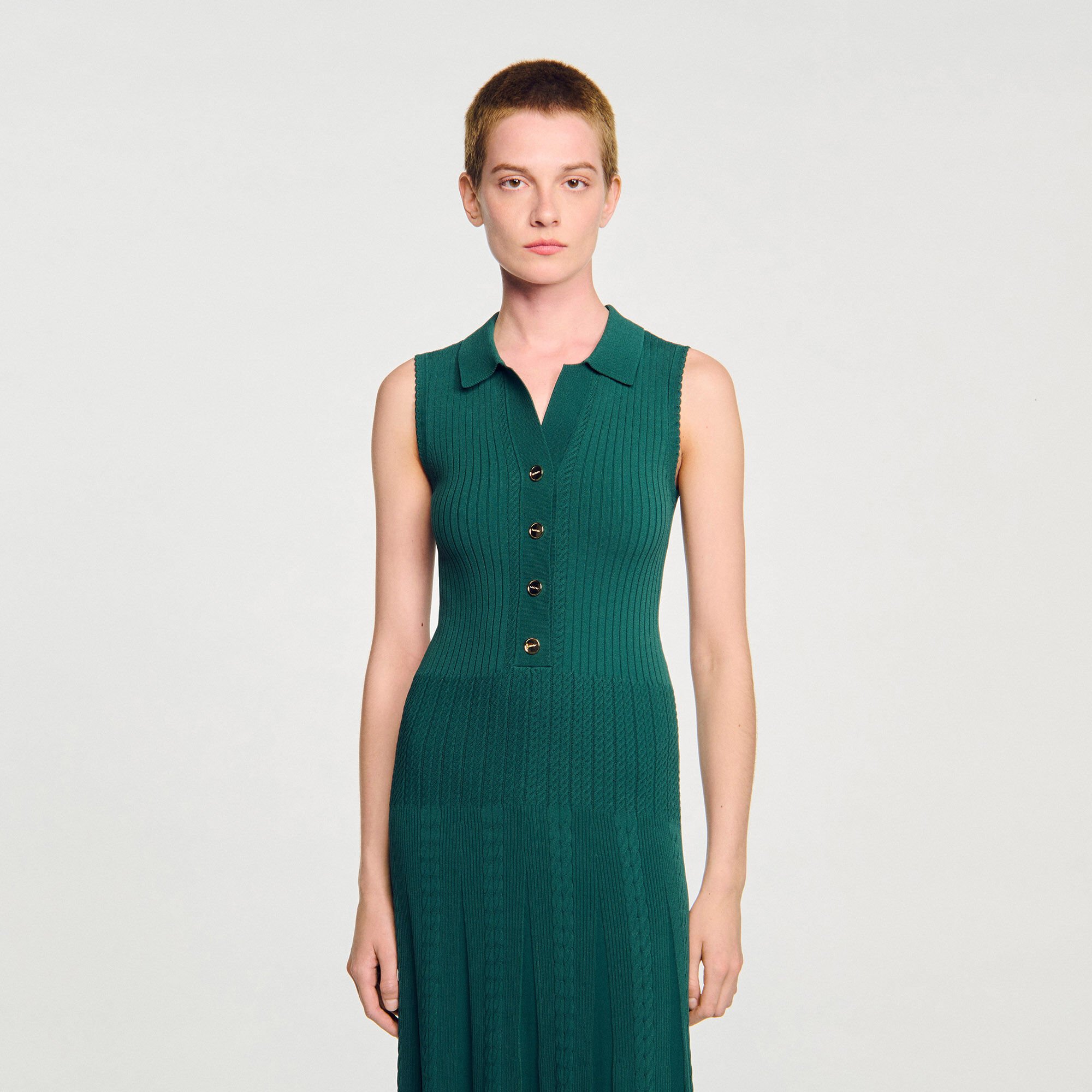 Knit dress with polo neck