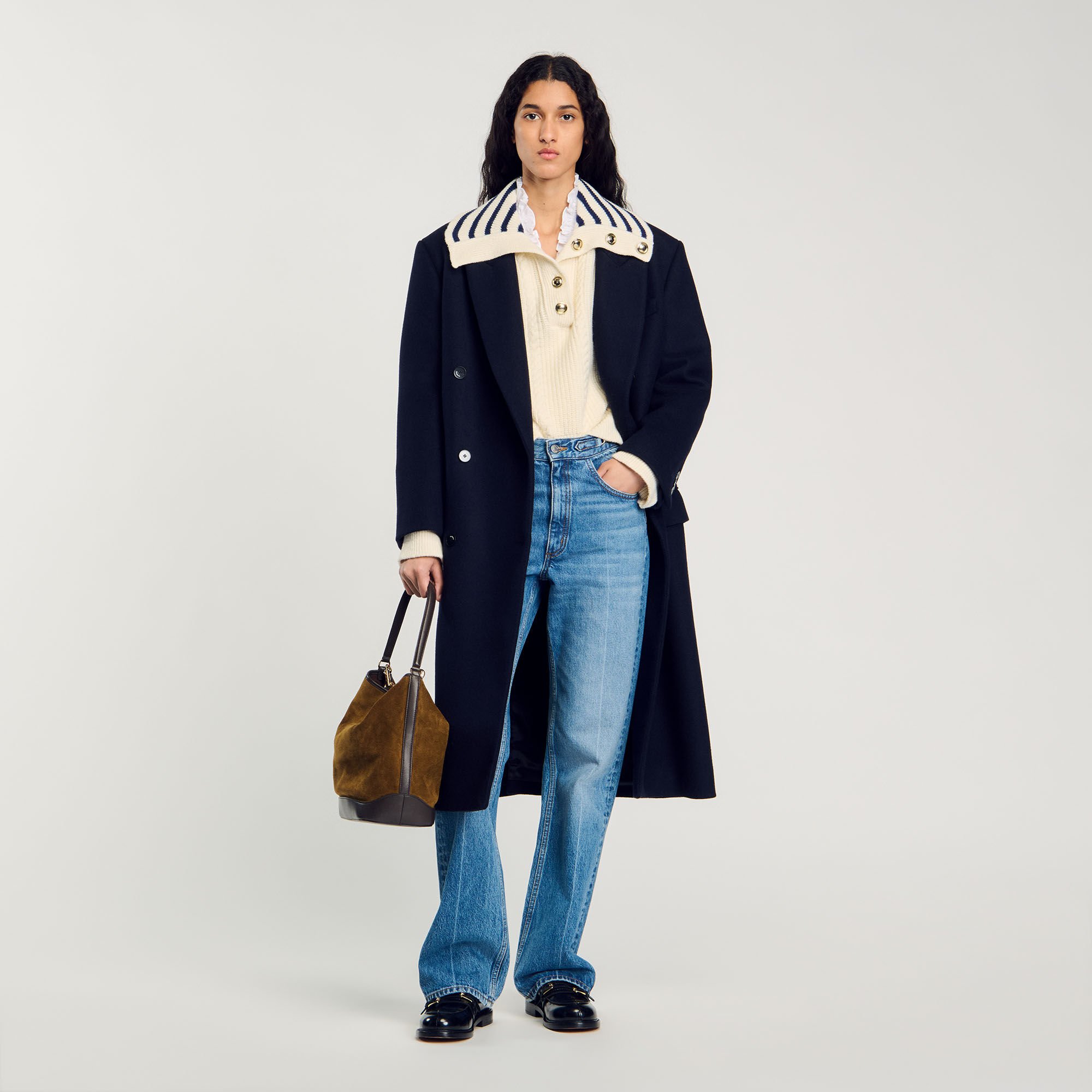 Stripy sailor-neck jumper