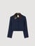 Cropped jacket with leather collar
