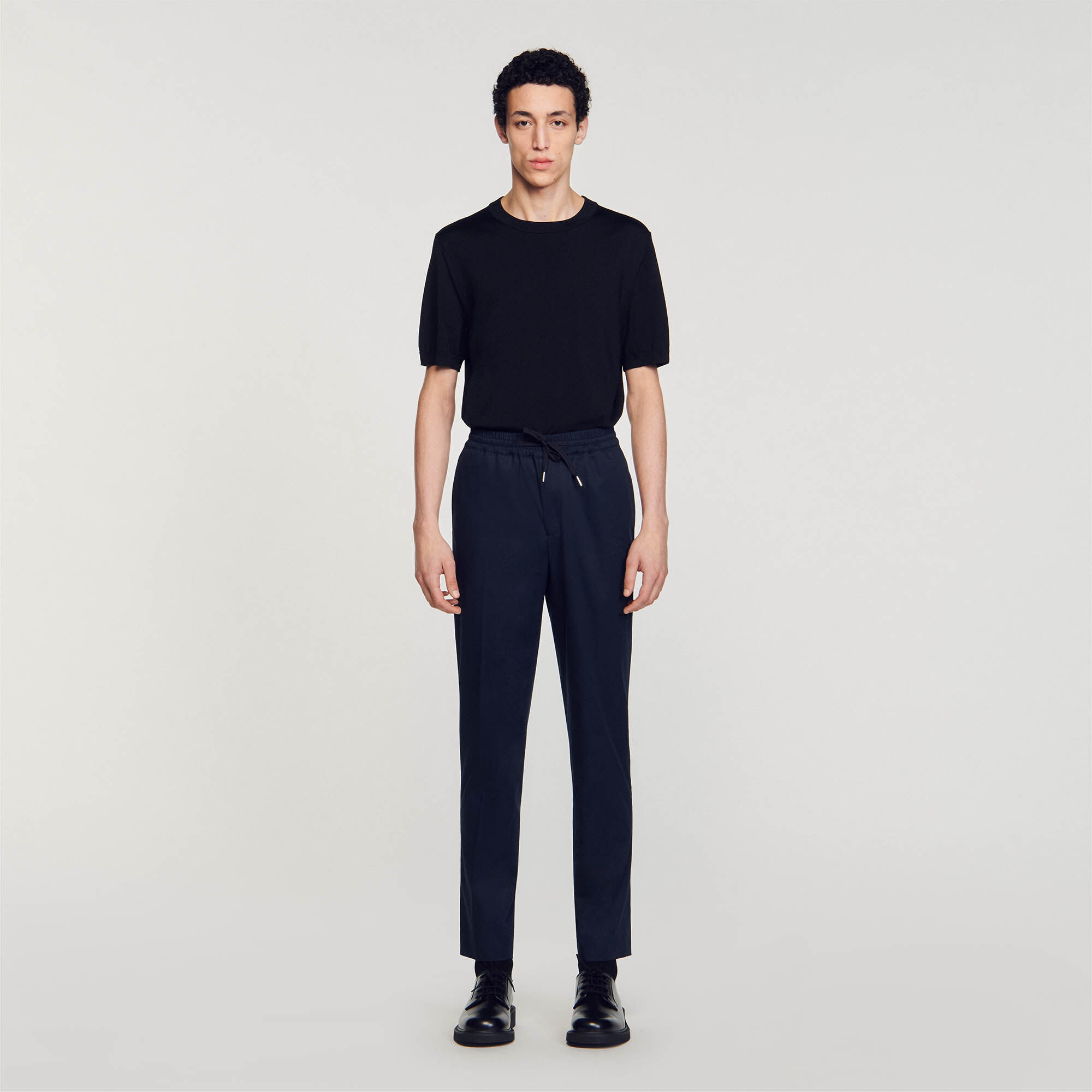 Elasticated straight-leg trousers Blue | Sandro Paris