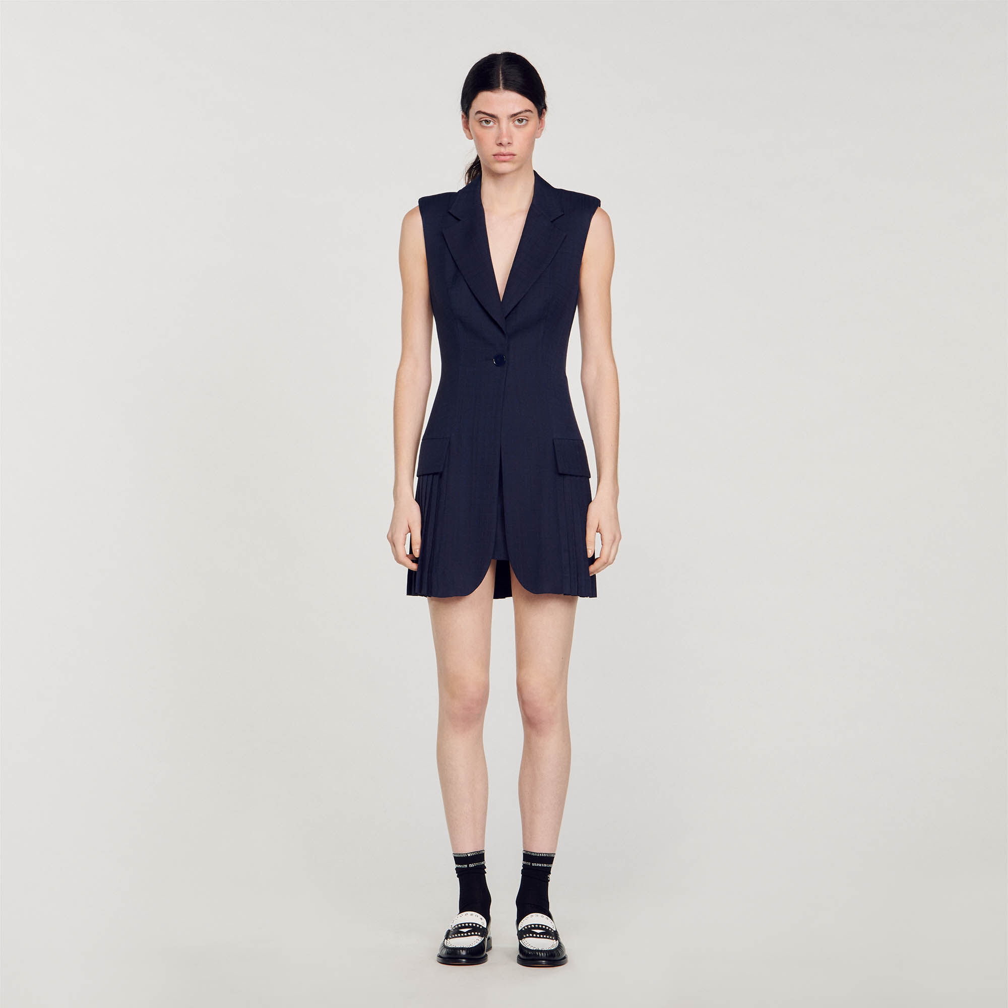 Short pleated suit dress