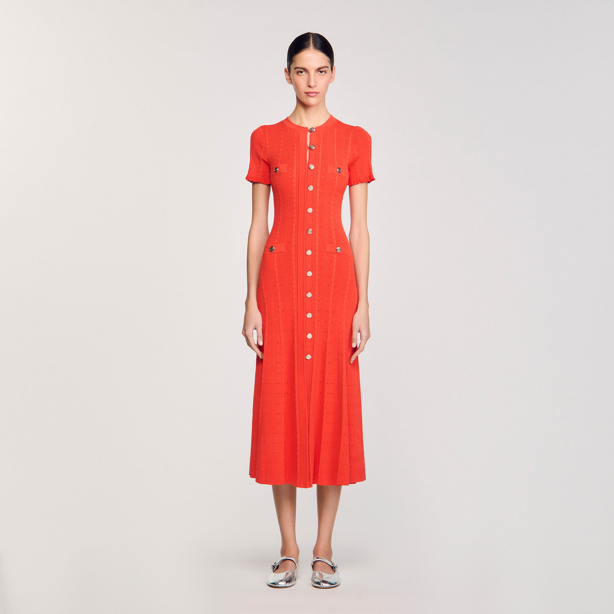 Knit maxi dress red For Women | Sandro Paris Knit maxi dress red For Women | Sandro Paris