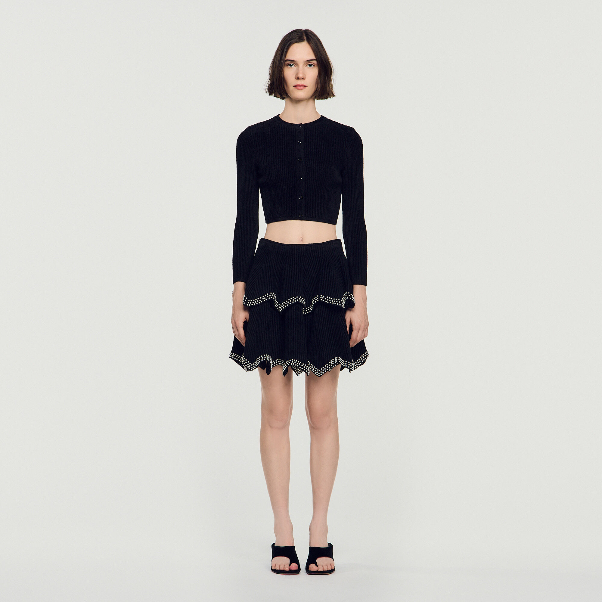 Velvet knit cropped cardigan - Women | Sandro