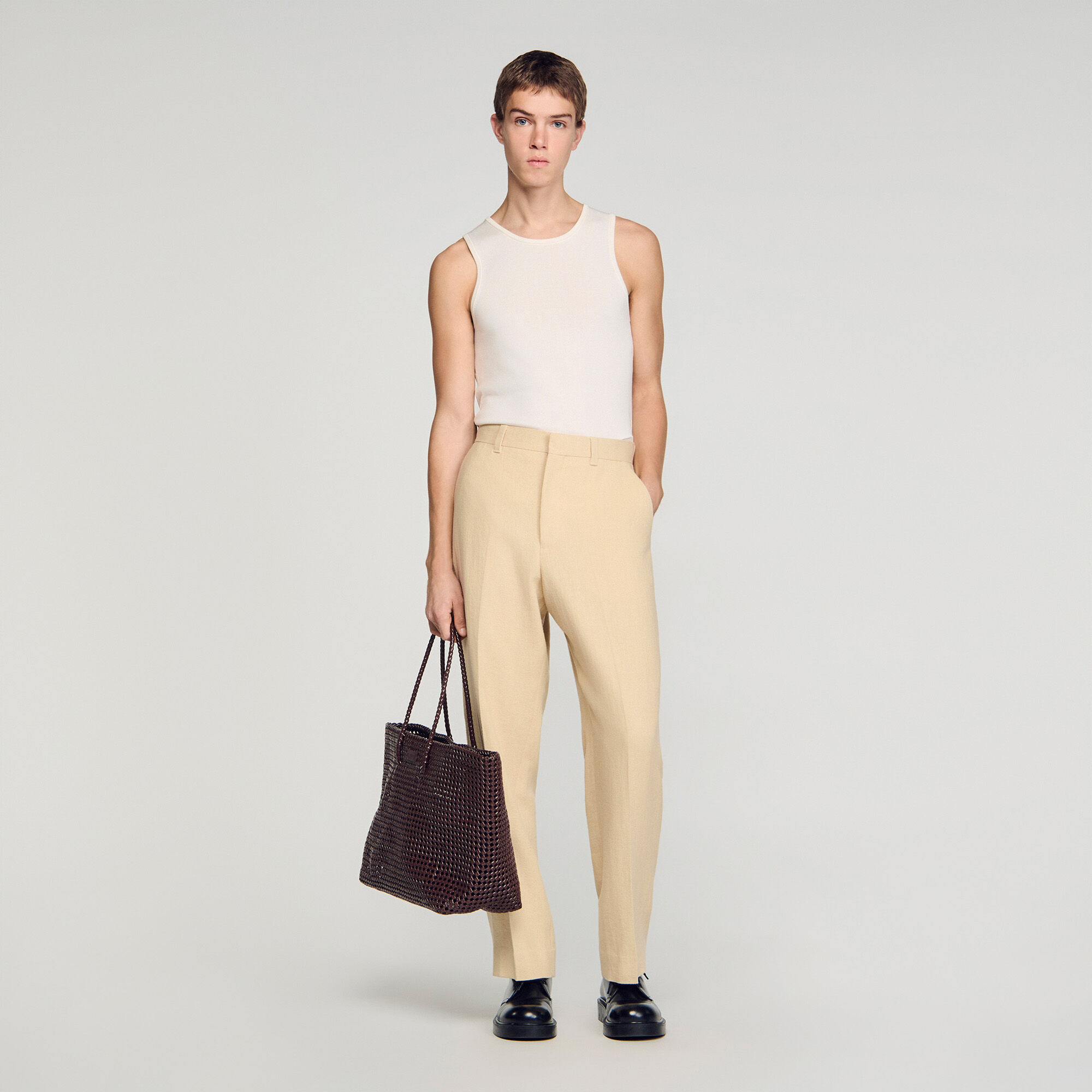 Oversized linen and cotton trousers