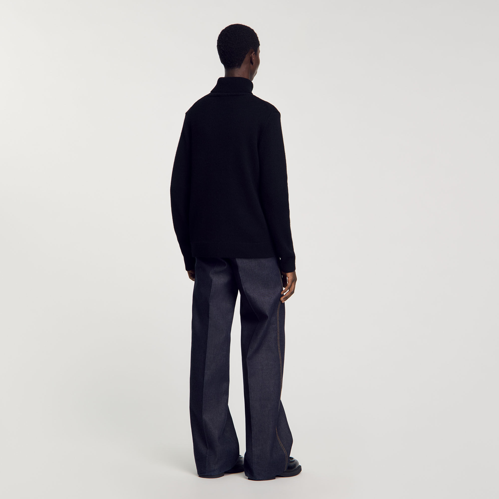Wool and cashmere turtleneck jumper black / gray for Men