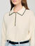 Contrast polo-neck knit jumper