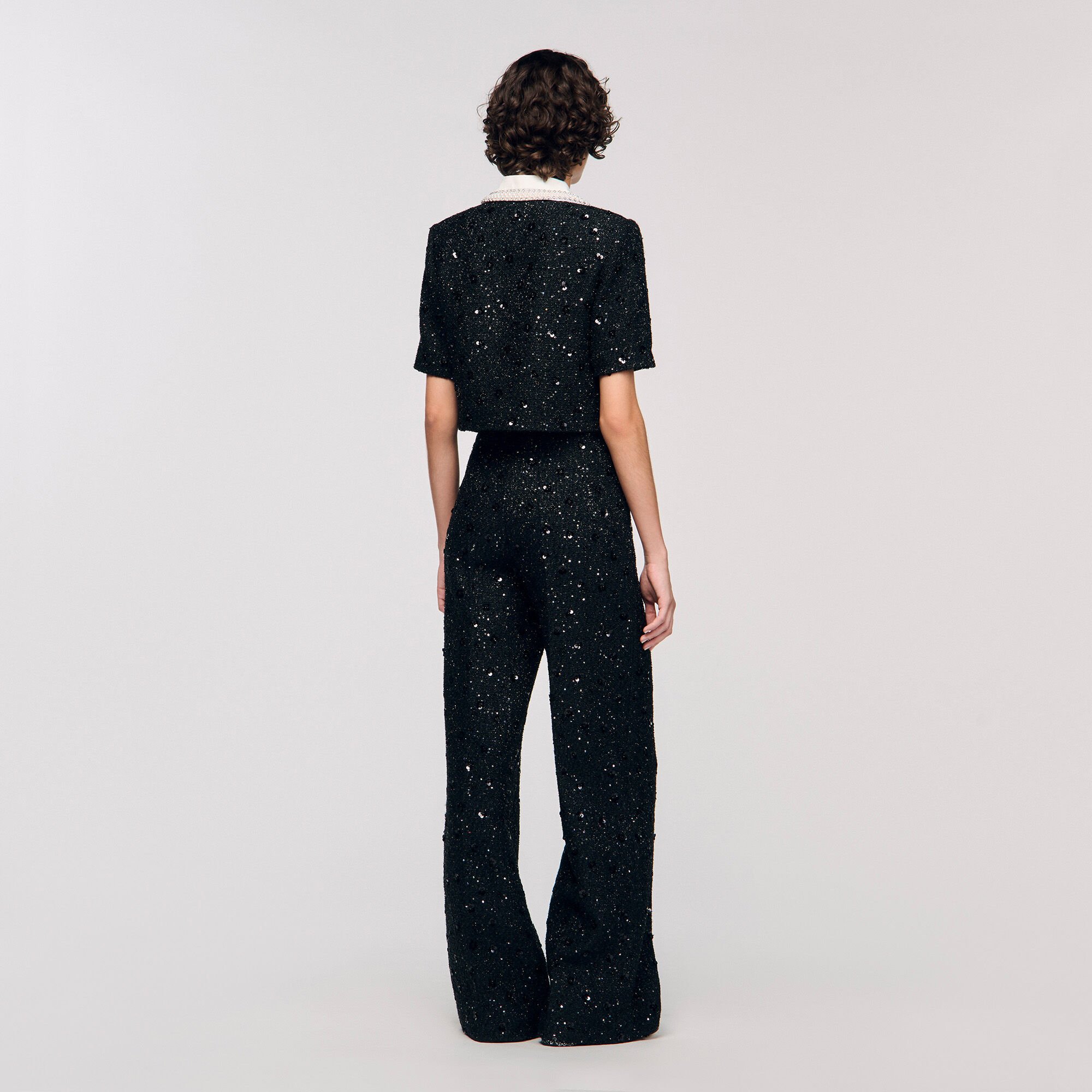 Rhinestone tweed cropped jacket