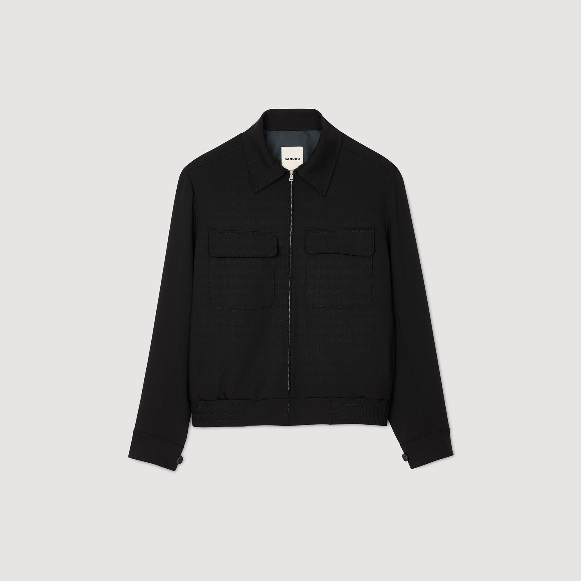Zip-up jacket black / gray for Men | Sandro Paris