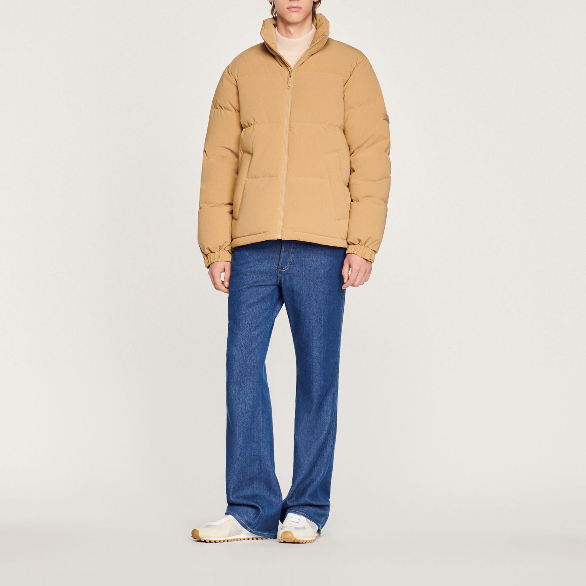 Oversized technical fabric padded jacket