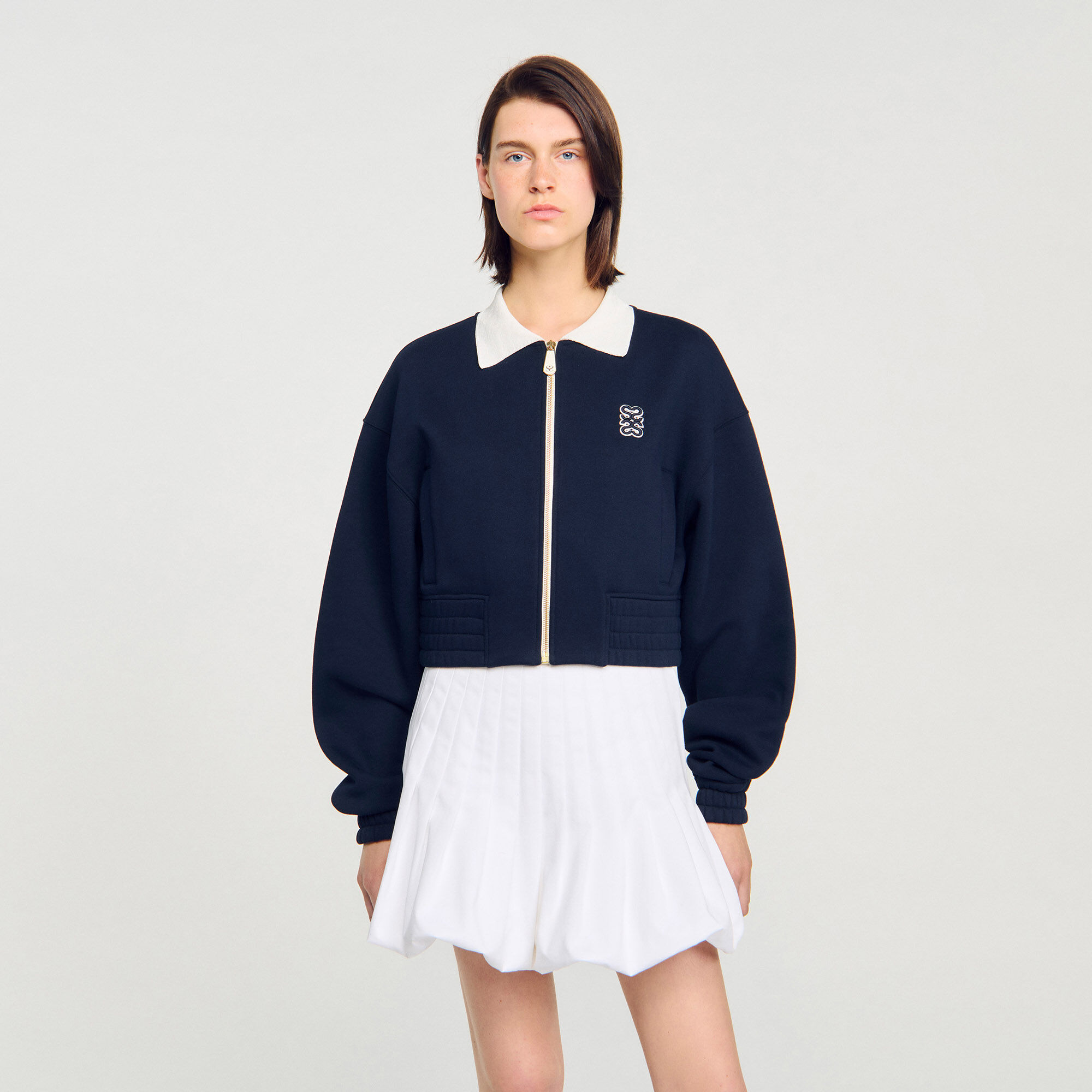 Cropped two-tone sweatshirt