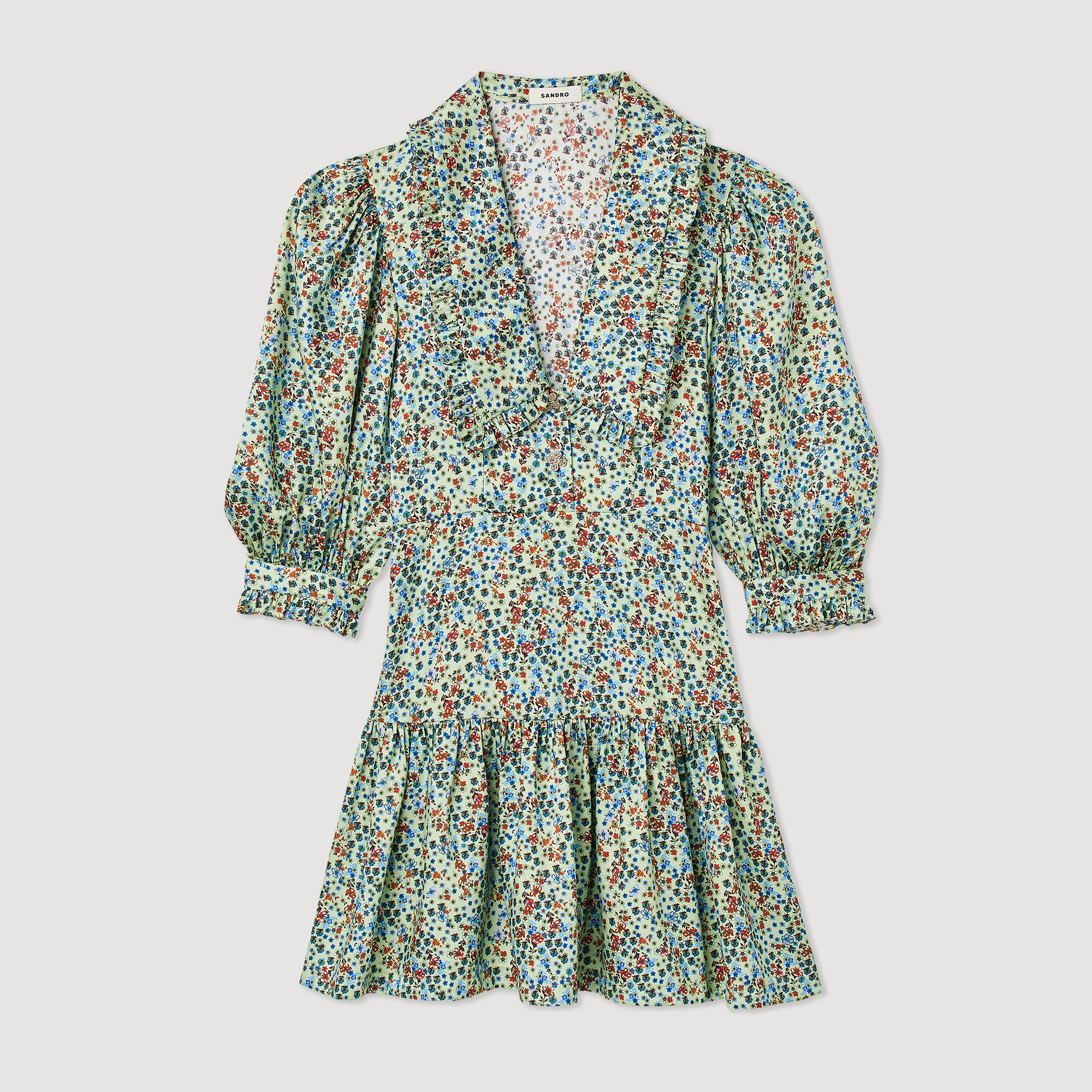 Short flowing dress with floral print