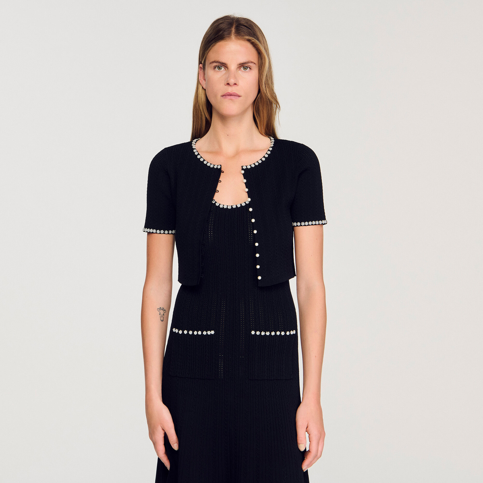 Cropped beaded cardigan