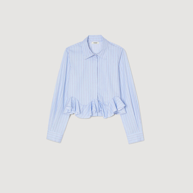 Stripy poplin shirt Blue | Sandro Paris