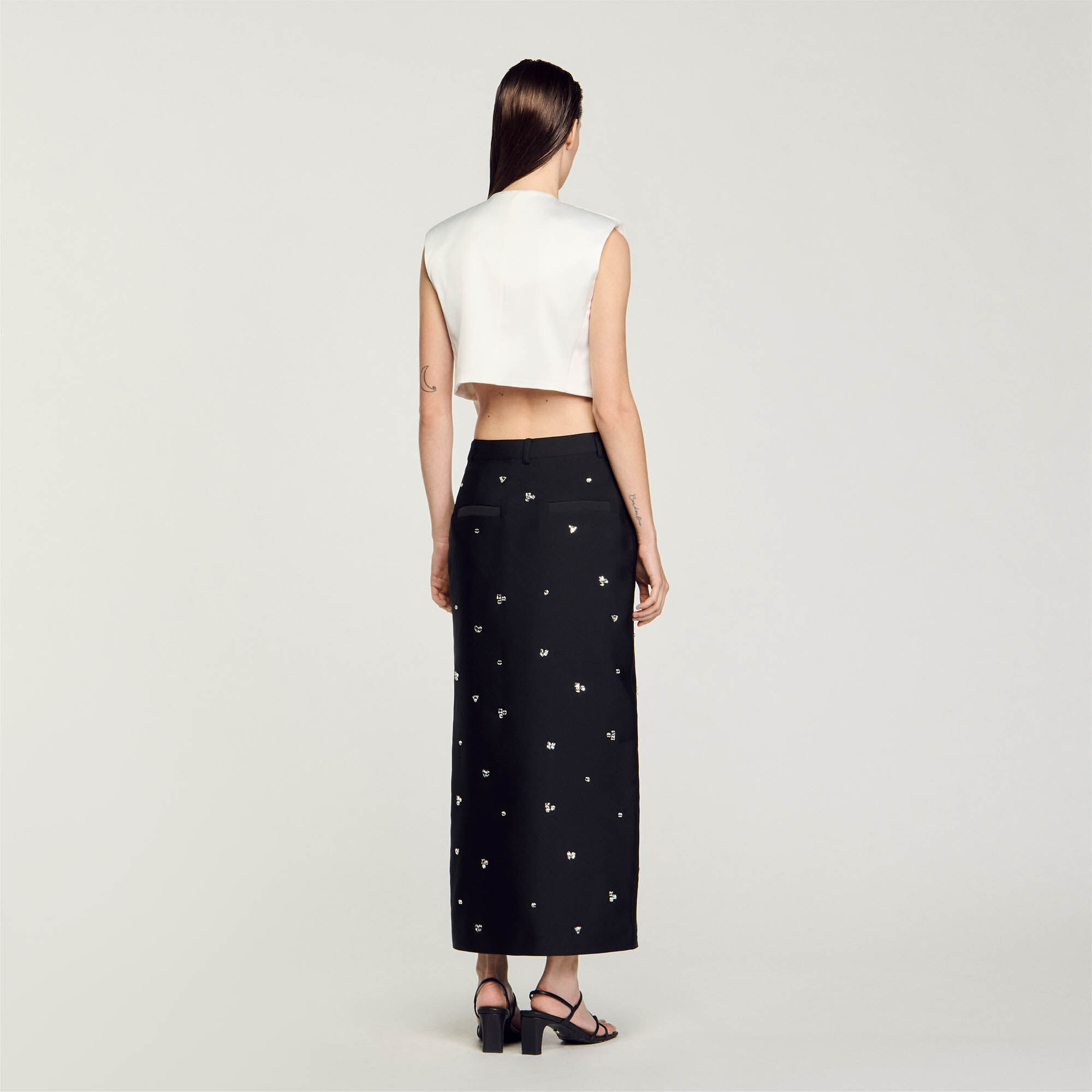 Satin-effect crop top