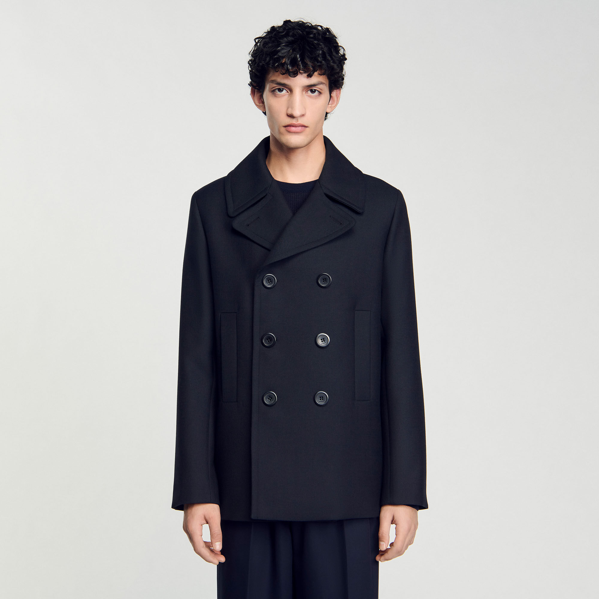 Light peacoat in tech wool