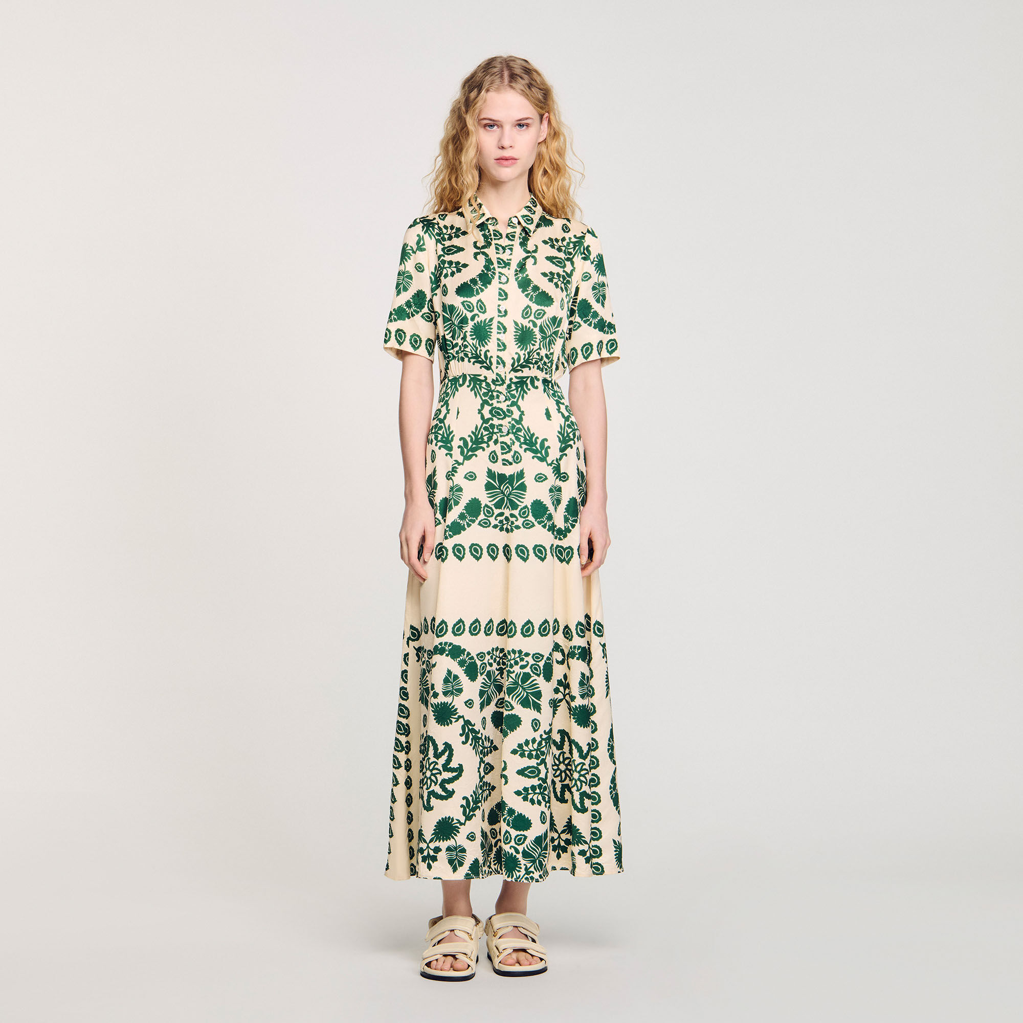 ブランド一覧 | ワールド オンラインストア dress maxi print Floral white Paris Sandro | Women For beige / ワンピース