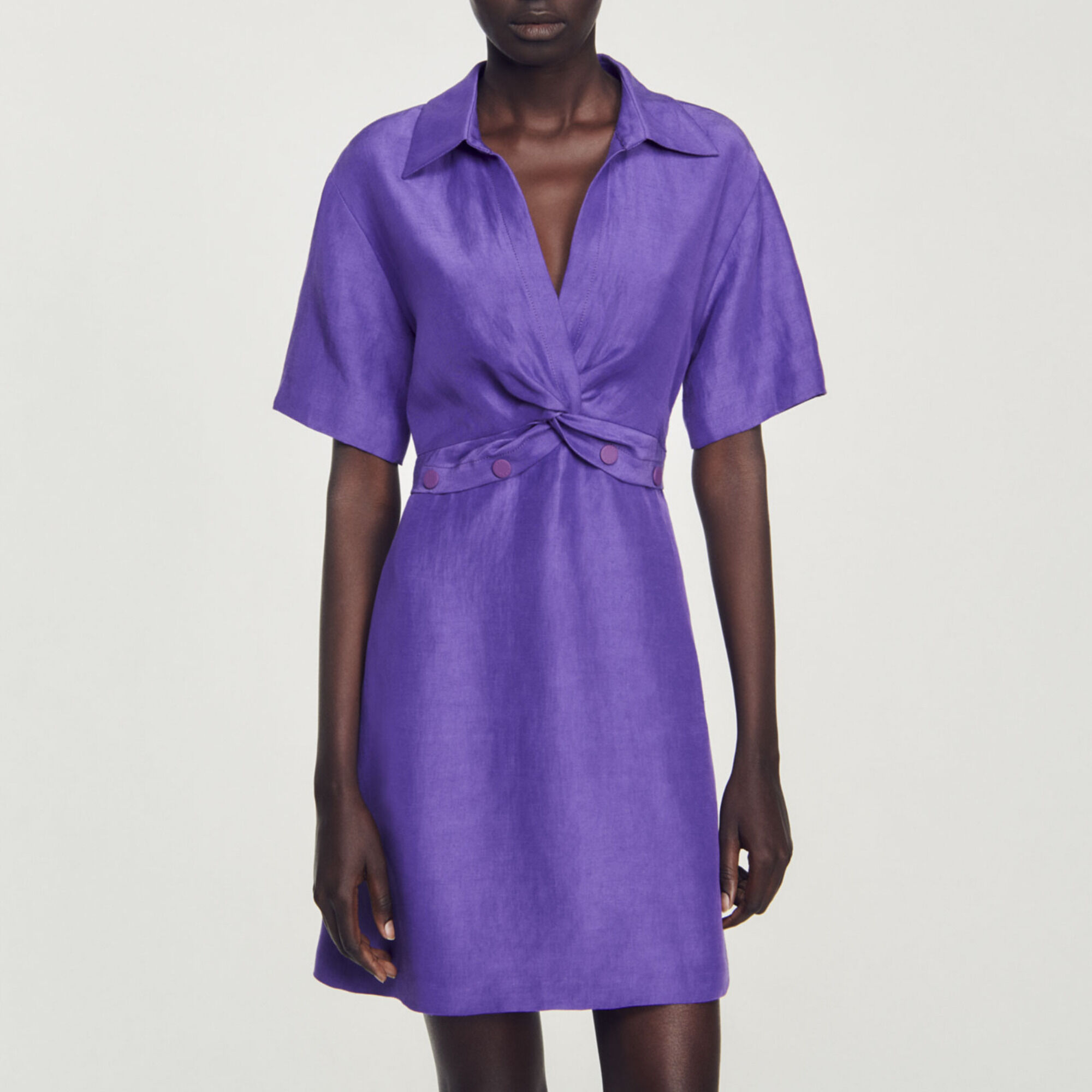 Short dress with shirt collar