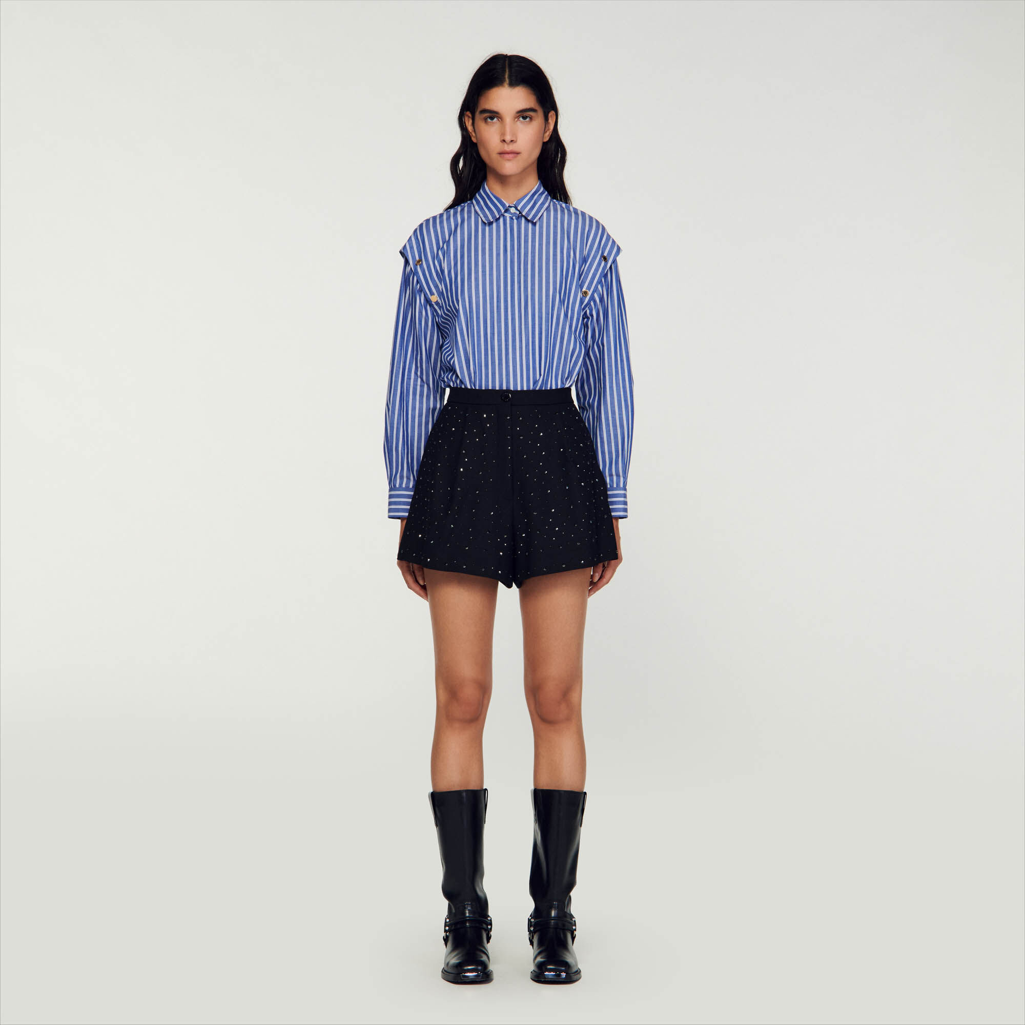Tricotto - Paris Cool Short Sleeve Top Mini Sequins, Stripes &  Rhinestone – Cities Fashion