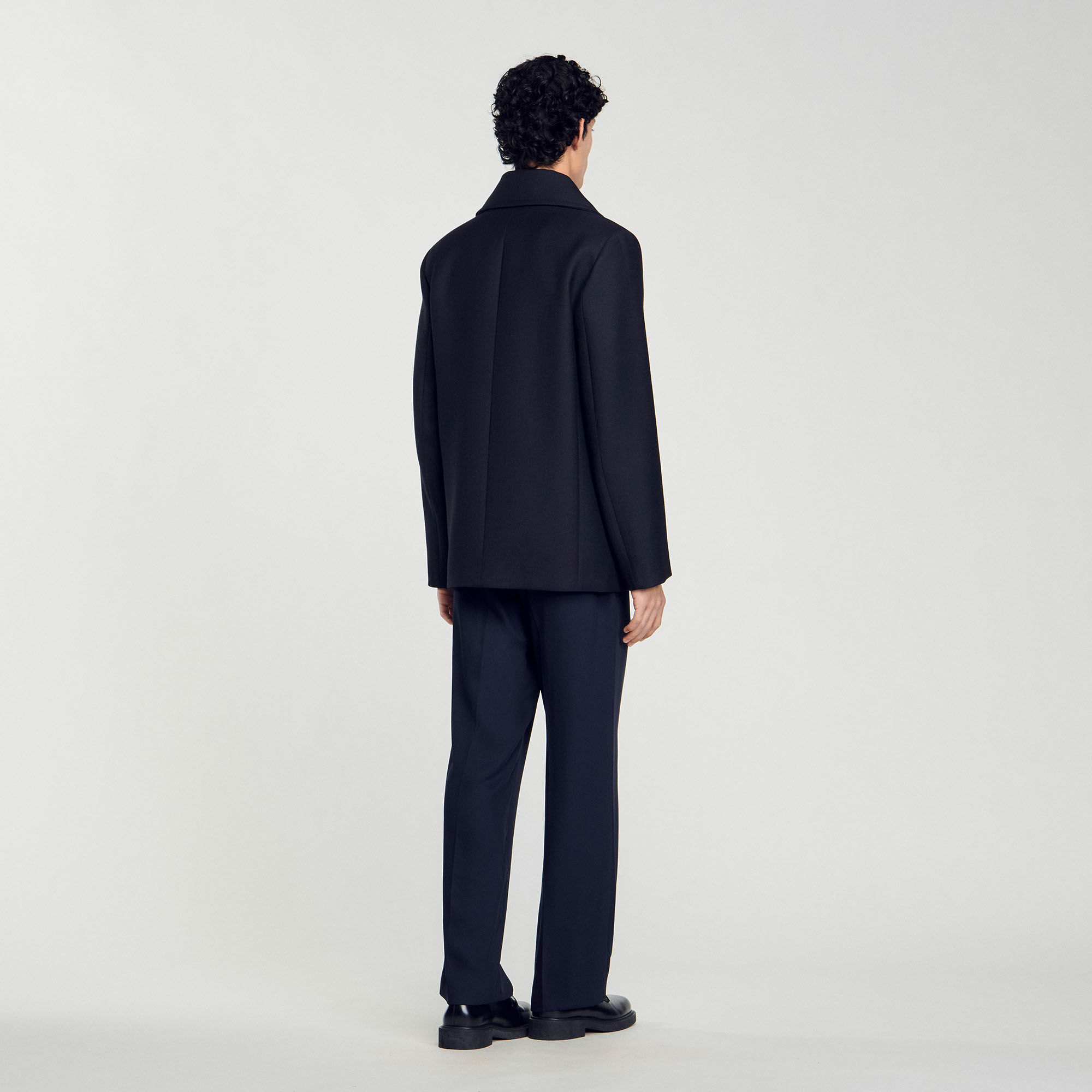 Light peacoat in tech wool