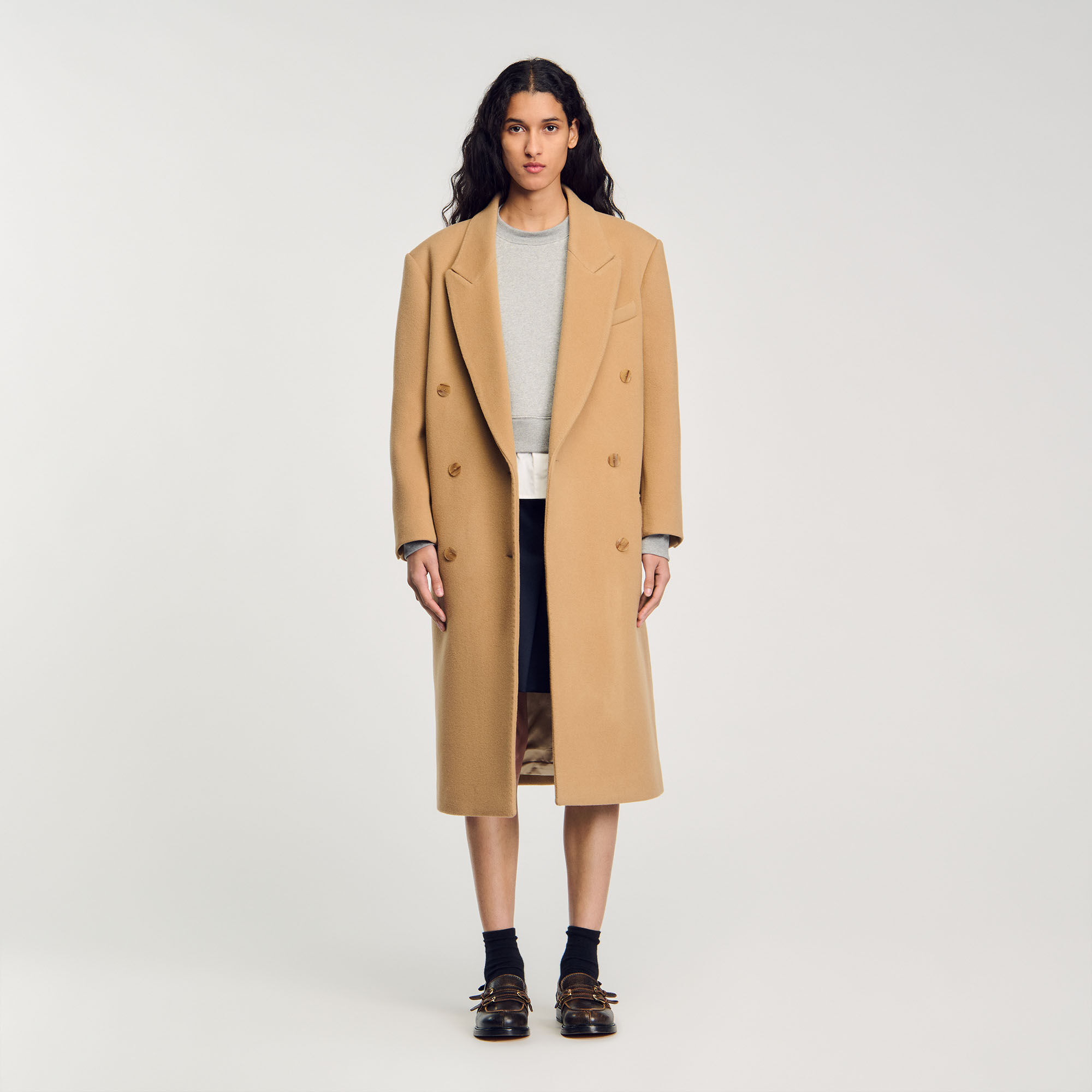 Long wool blend coat
