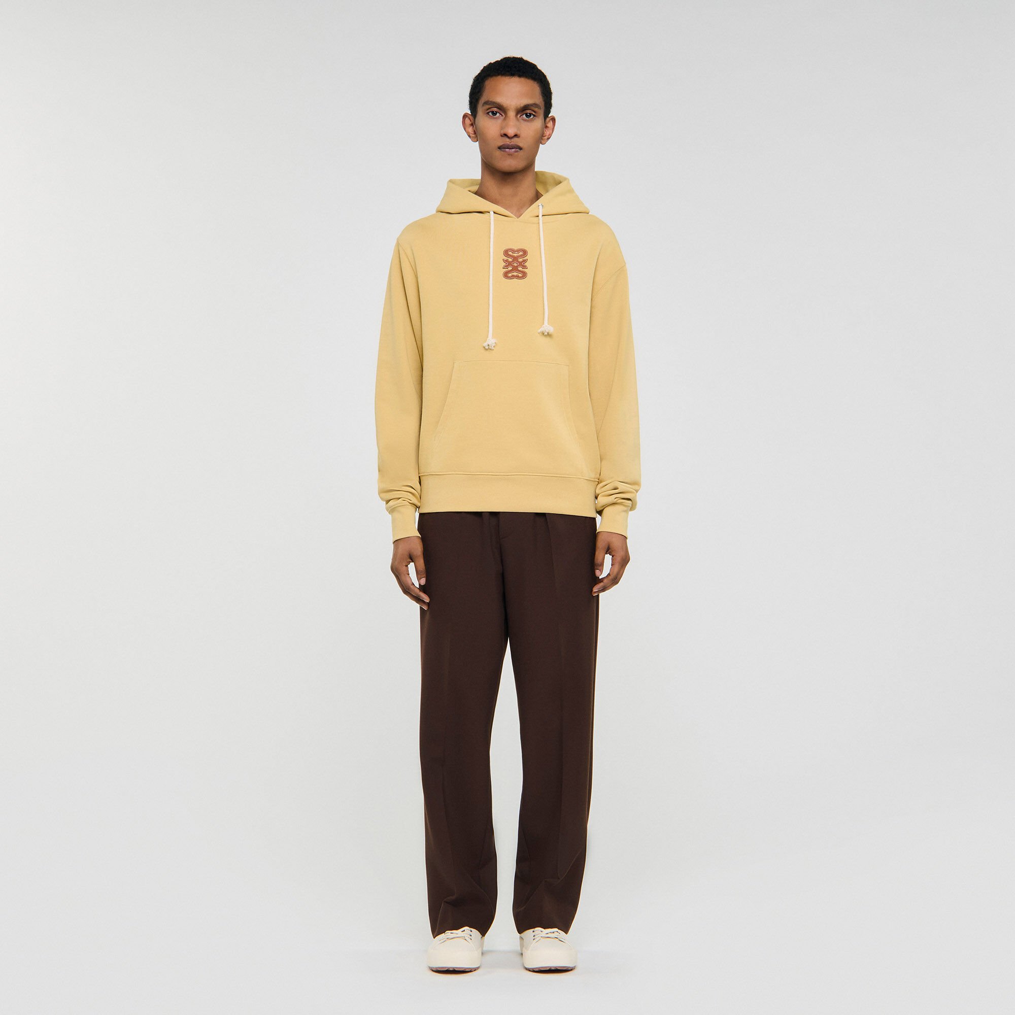 Leather patch sweatshirt