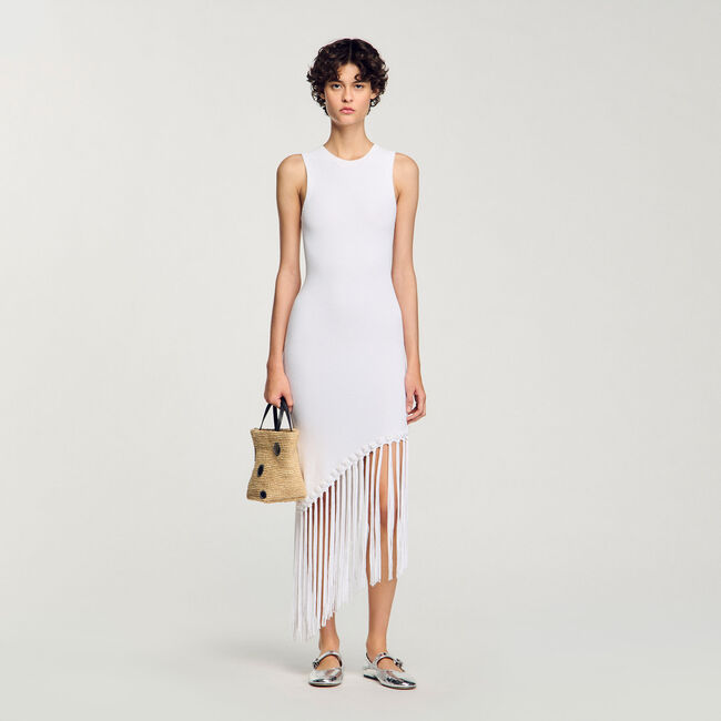 Fringed crochet maxi dress