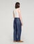 Pleated denim-effect trousers