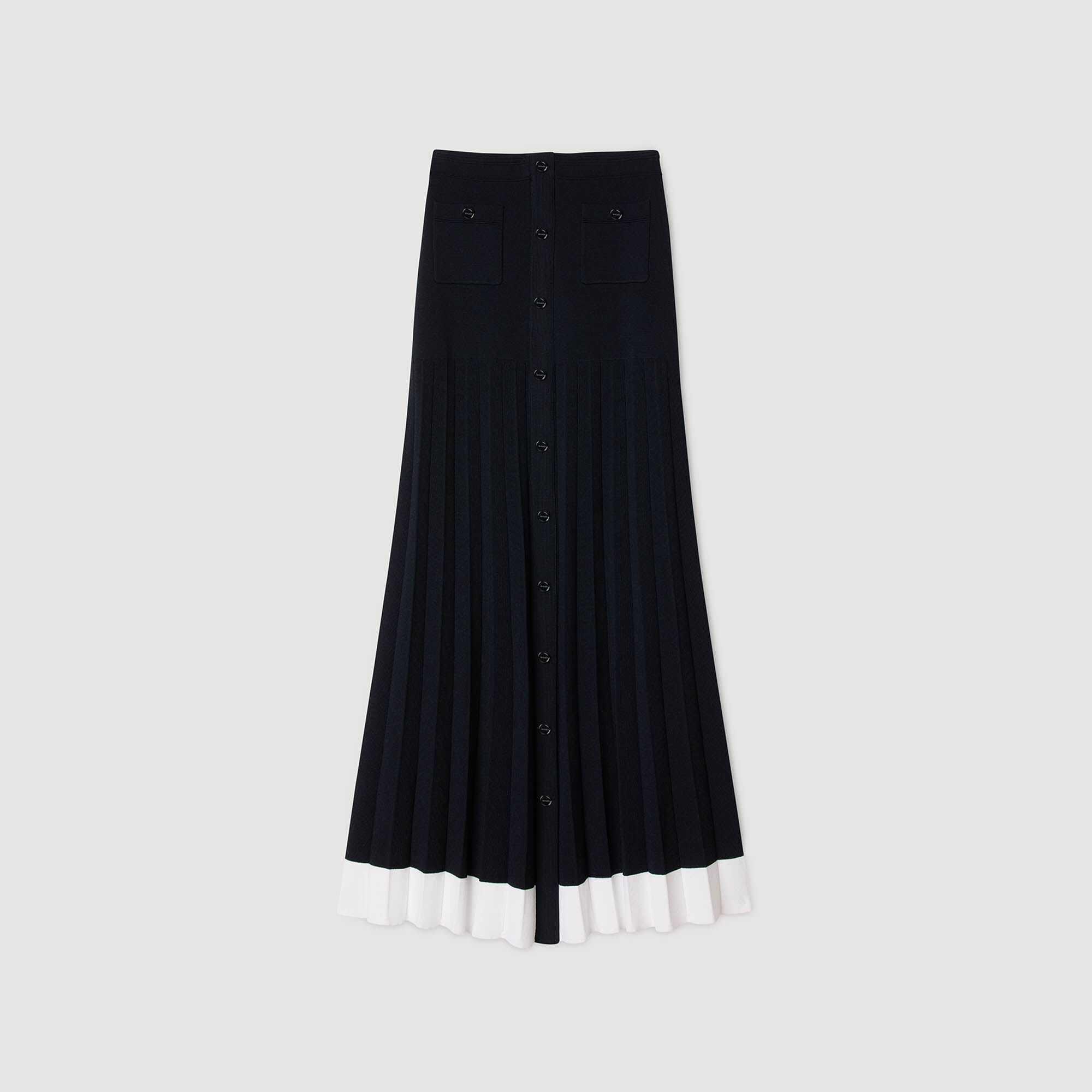 Long two-tone knit skirt