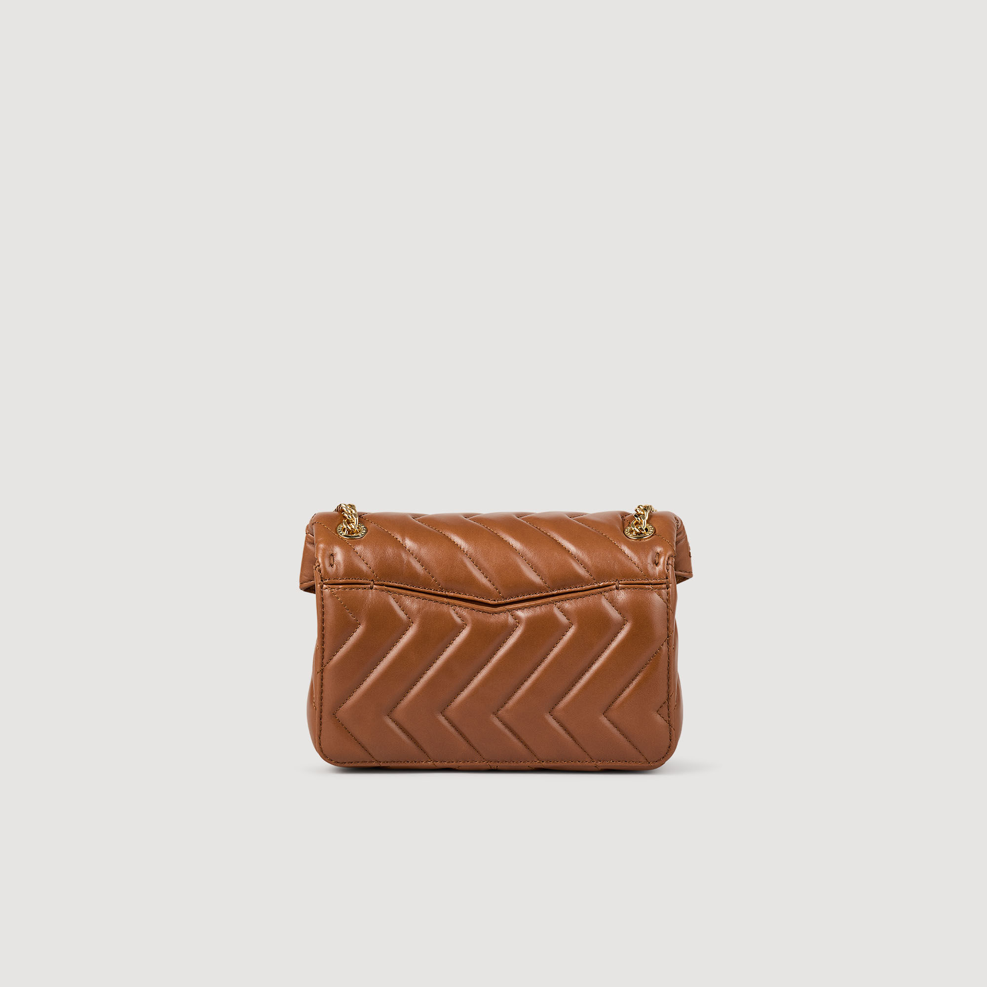 ＊人気＊ SANDRO  Yza スムースレザー バッグ スモール Yza small plain leather bag brown For Women | Sandro Paris
