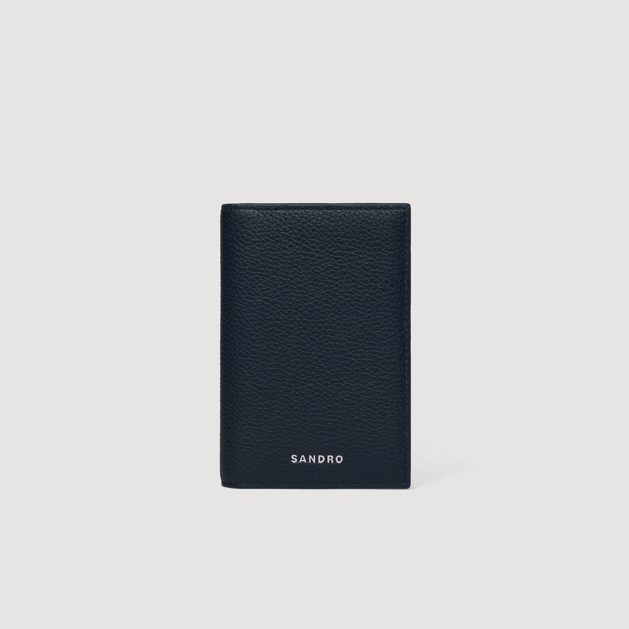 Grained leather foldable cardholder