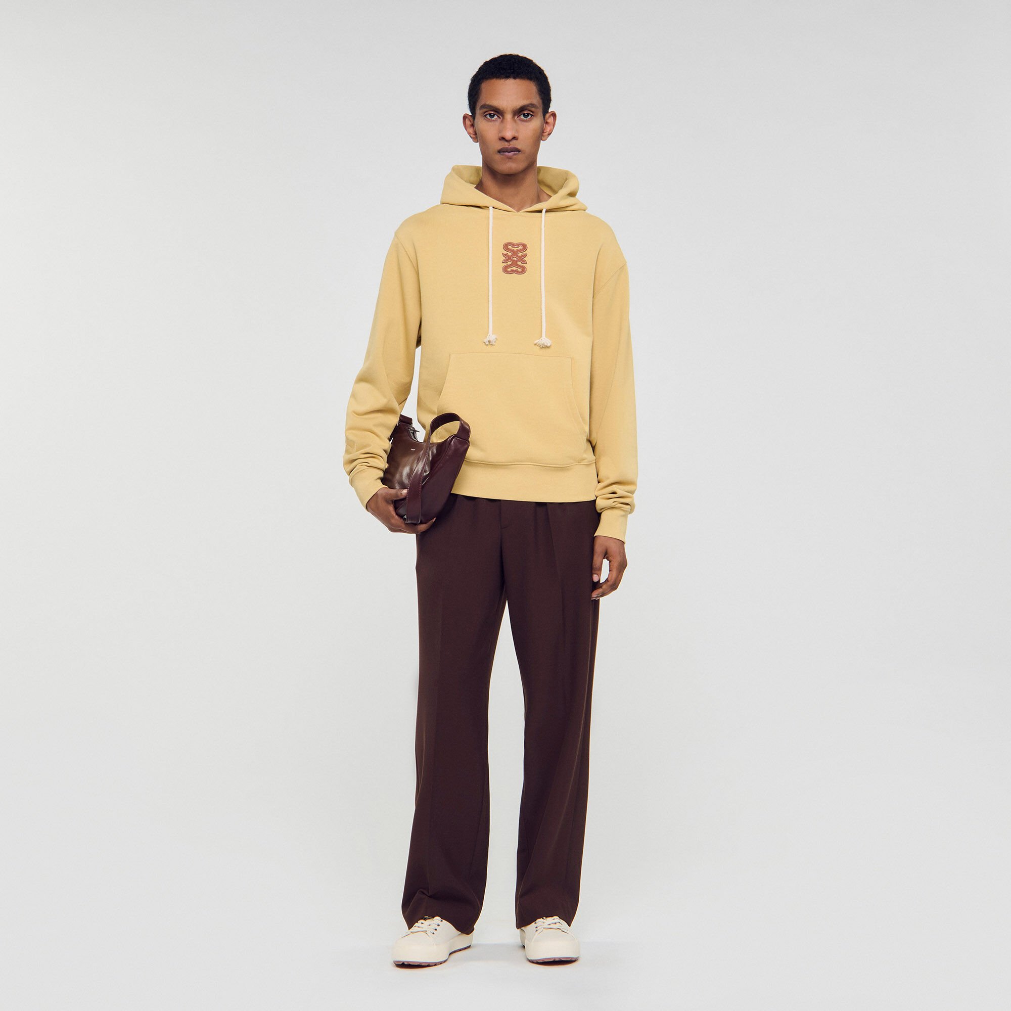 Leather patch sweatshirt