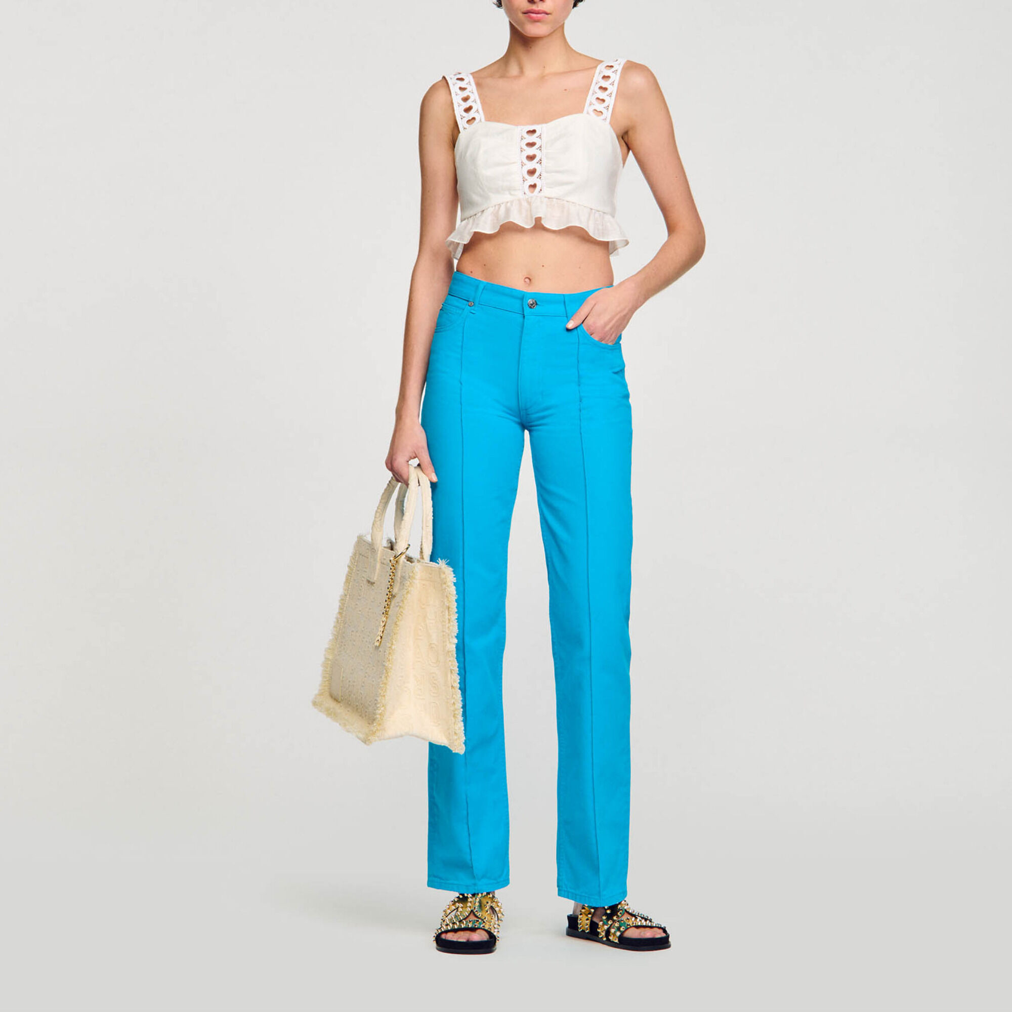 Linen blend crop top