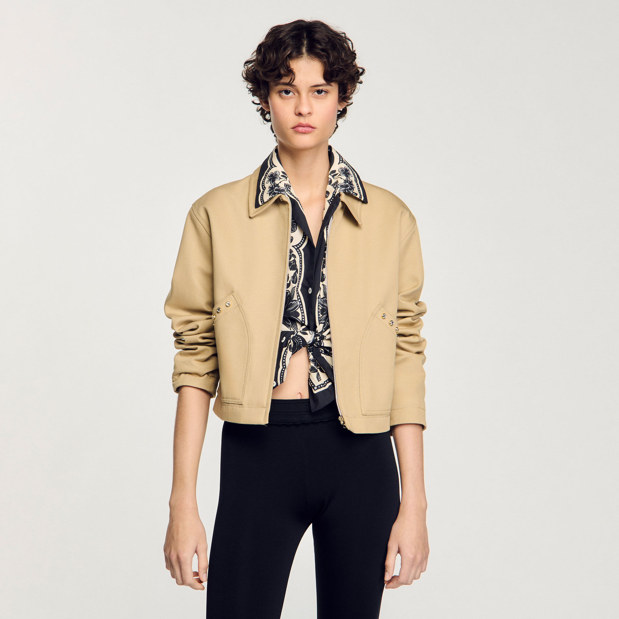 Short jacket with rhinestone details