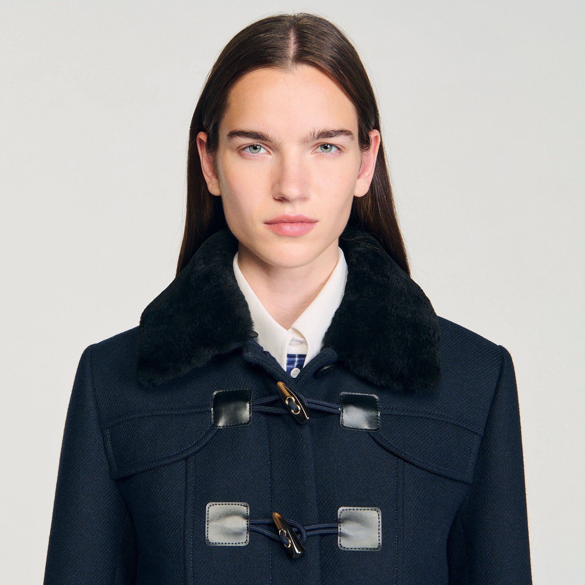Long coat with velvet collar